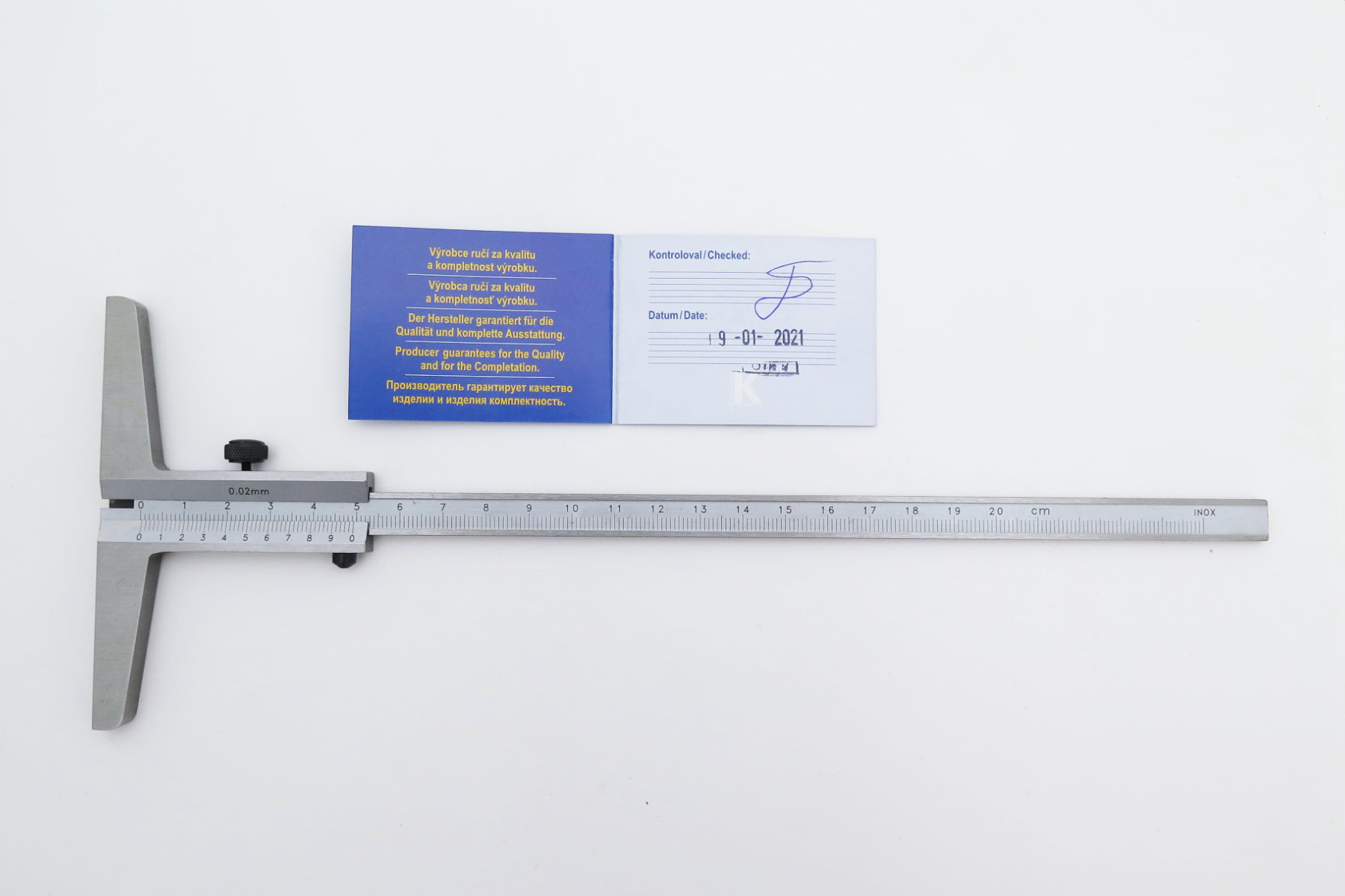 Hloubkoměr bez nosu ČSN 25 1280, DIN 862, 200mm, KM