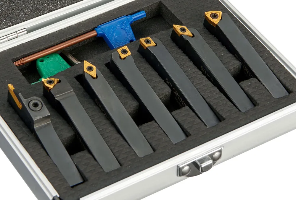 Soustružnické nože 10 mm s výměnnými plátky, sada 7 dílů, Warco