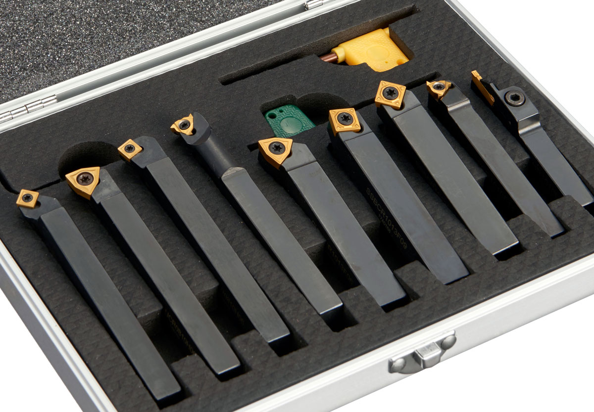 Soustružnické nože 10 mm s výměnnými plátky - sada 9 dílů, Warco