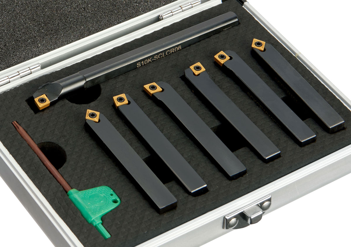 Soustružnické nože 10 mm s výměnnými plátky - sada 7 dílů, Warco