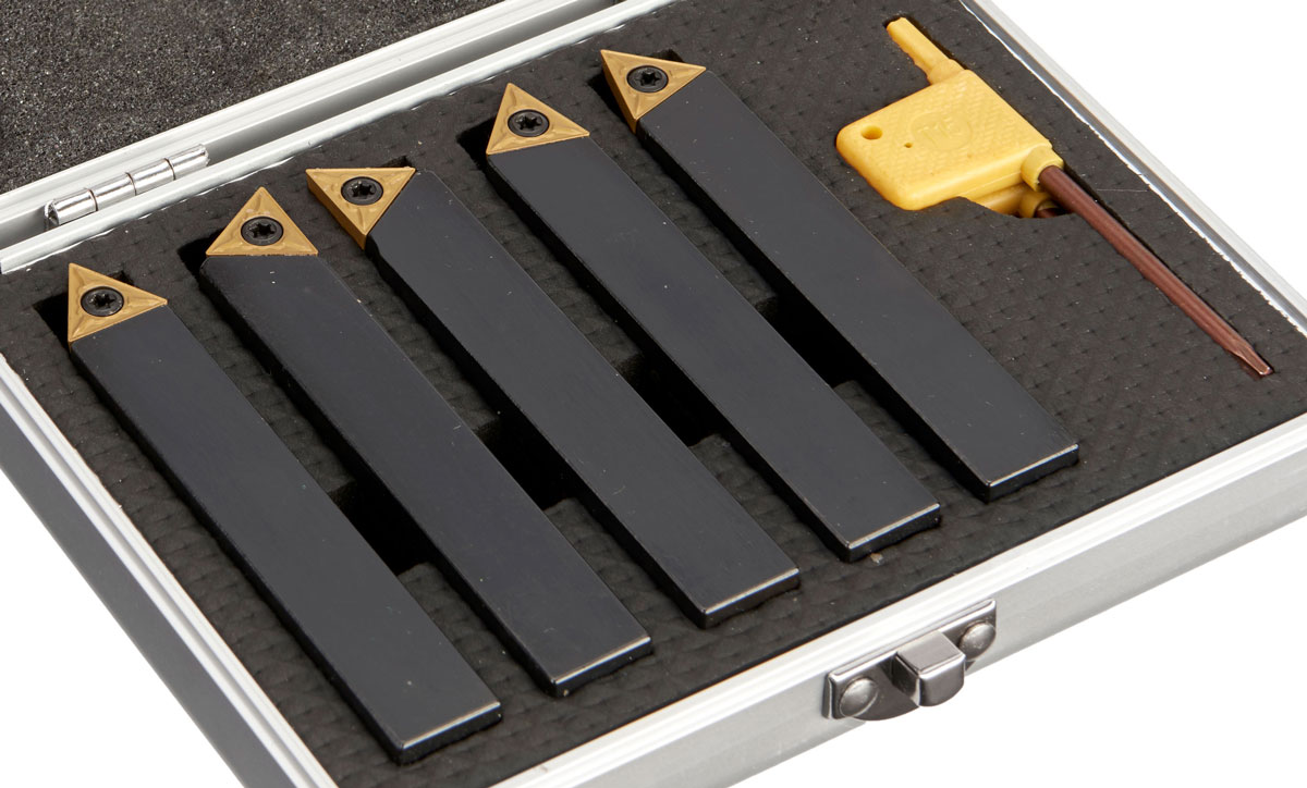 Soustružnické nože 16 mm s výměnnými plátky - sada 5 dílů, Warco