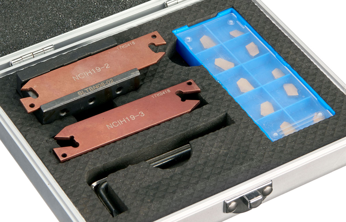 Upichovací a drážkovací držák s VBD pro soustruh, upnutí 10 mm, max. výsun 35 mm, sada, Warco