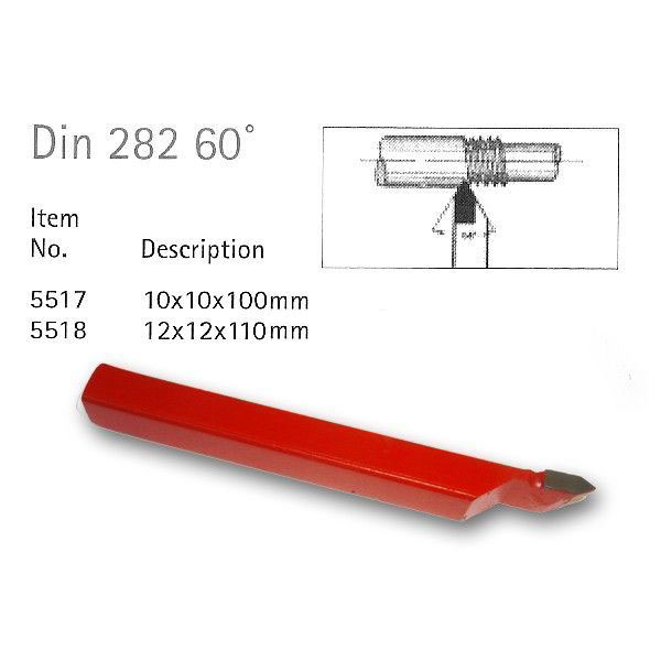 Vnější závitový soustružnický nůž, wolfram-karbidový letovaný plátek, 10 mm, 60°, Warco