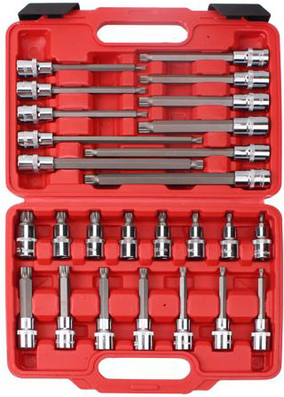 Velká sada 1/2" hlavic s bity, CrV, XZN-Torx-Inbus, standardní a prodloužené, 88 dílů, Welzh
