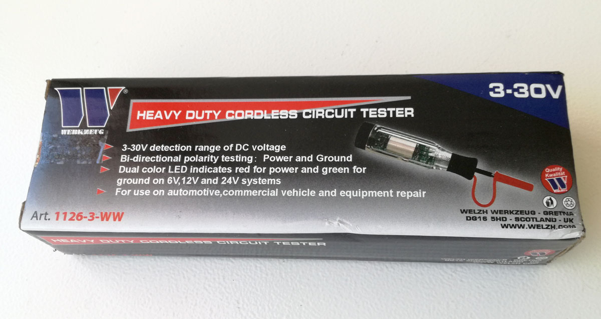 Zkoušečka napětí auto-moto 6V, 12V a 24V, Welzh