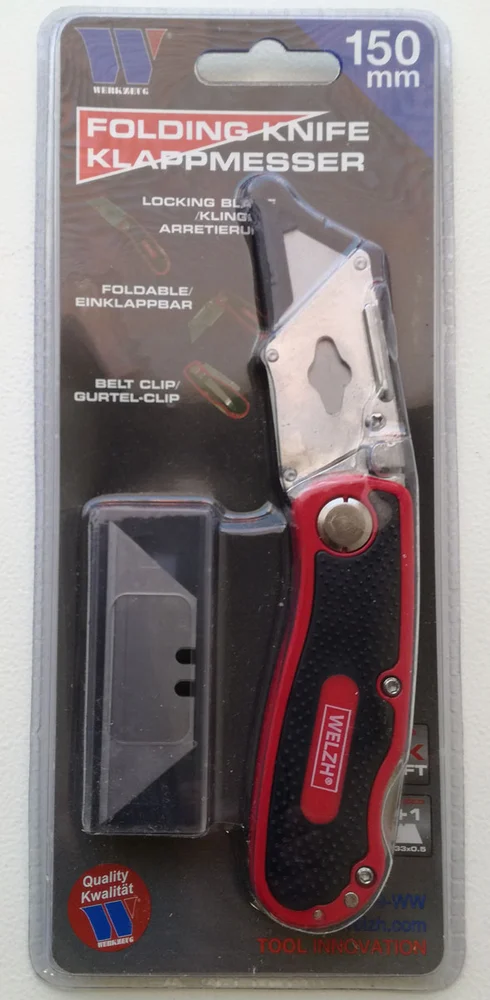 Skládací nůž s výměnnou čepelí, 5 + 1 čepel, oranžový, Welzh