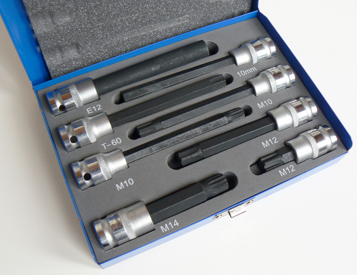 Hlavice zástrčné a nástrčná 1/2" na hlavy motorů, S2, sada 8 dílů, Triumf