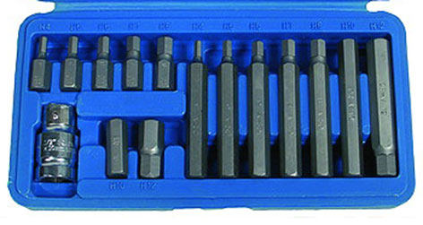 Bity 10 mm, Inbus 4 - 12 mm, adaptér 1/2", sada 15 dílů, Triumf