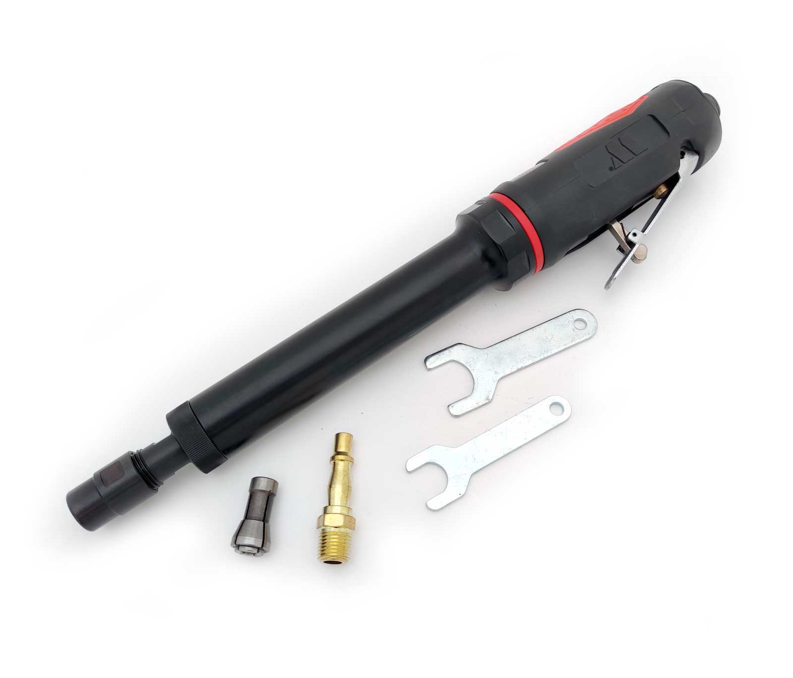 Pneumatická (vzduchová) kombinovaná bruska s kleštinou 6 mm, extra dlouhá 340 mm, Welzh