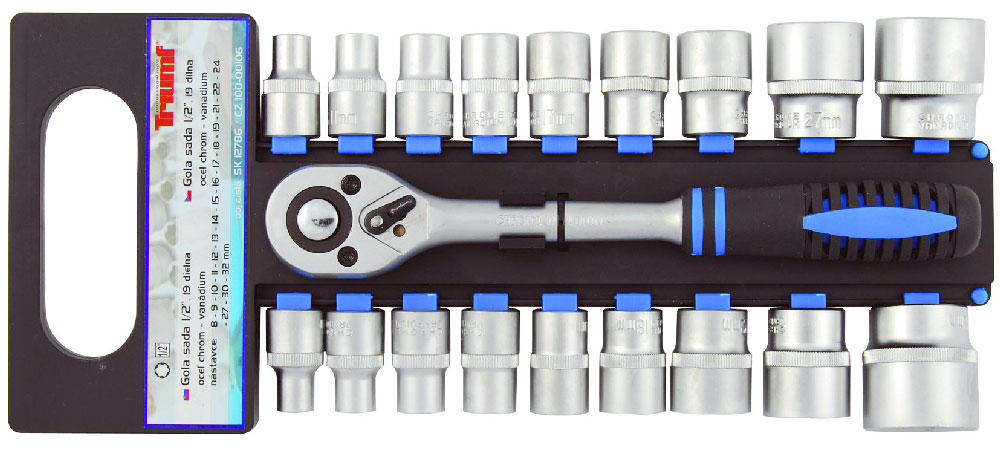 Gola sada 1/2", 6 hran 8 - 32 mm, v pořadači, 19 dílů, Triumf