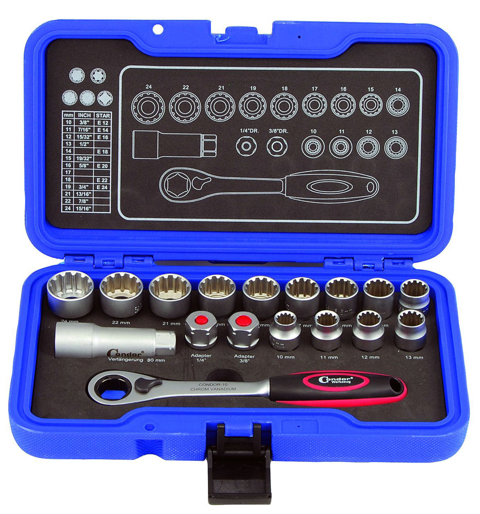 Gola sada průchozí, VARIOPLUS, 10-24 mm, 17 dílů, Condor Werkzeug