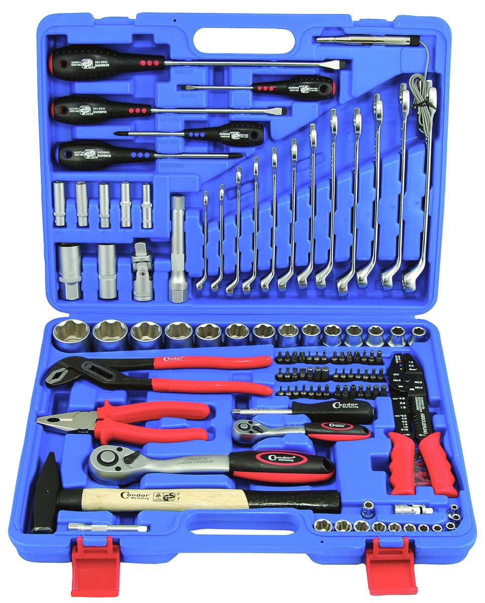Sada nářadí v kufru, 1/4" + 1/2", Super-Lock 4- 32 mm, 105 dílů, Condor Werkzeug