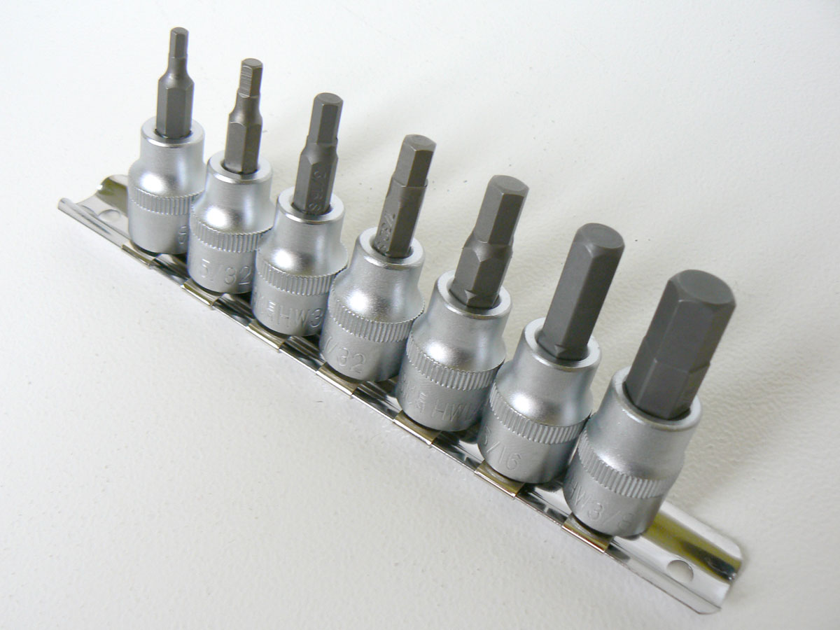 Hlavice zástrčné 3/8", Inbus 1/8" - 3/8", 7 dílů, palcové rozměry, Triumf