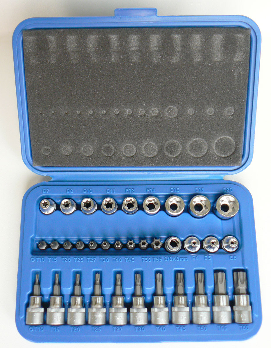 Hlavice  3/8", Torx-E-profil, bity 5/16" Torx, vrtané, 34 ks, Condor Werkzeug