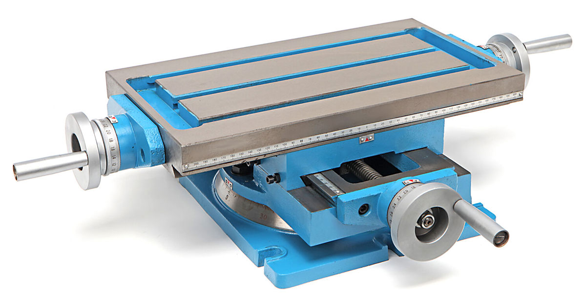 Křížový stůl 430 x 240 mm s otočnou základnou pro frézování nebo vrtání, 45 kg