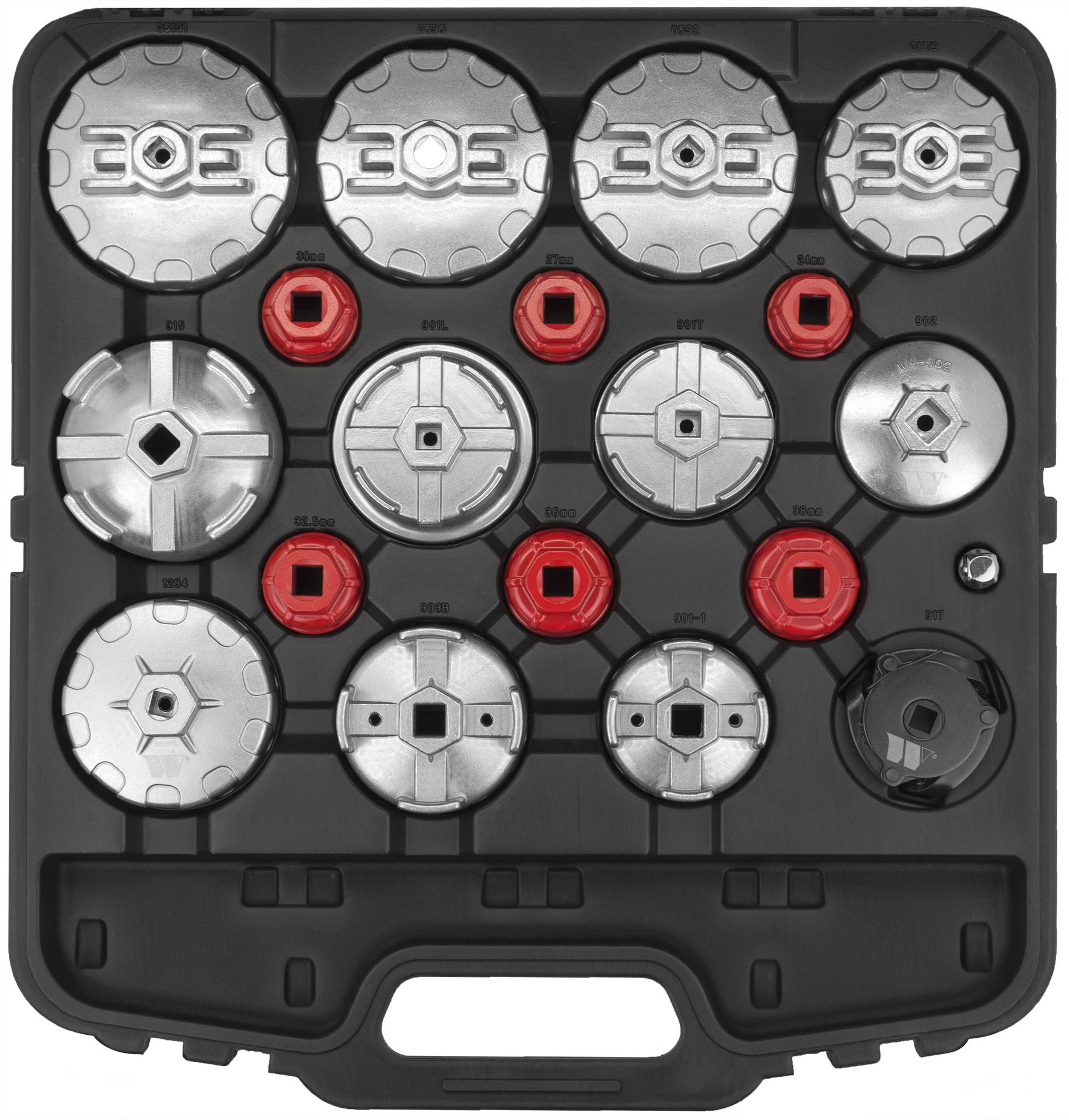 Hlavice nástrčné 24 - 100.5 mm, na olejové filtry, sada 19 dílů, Welzh
