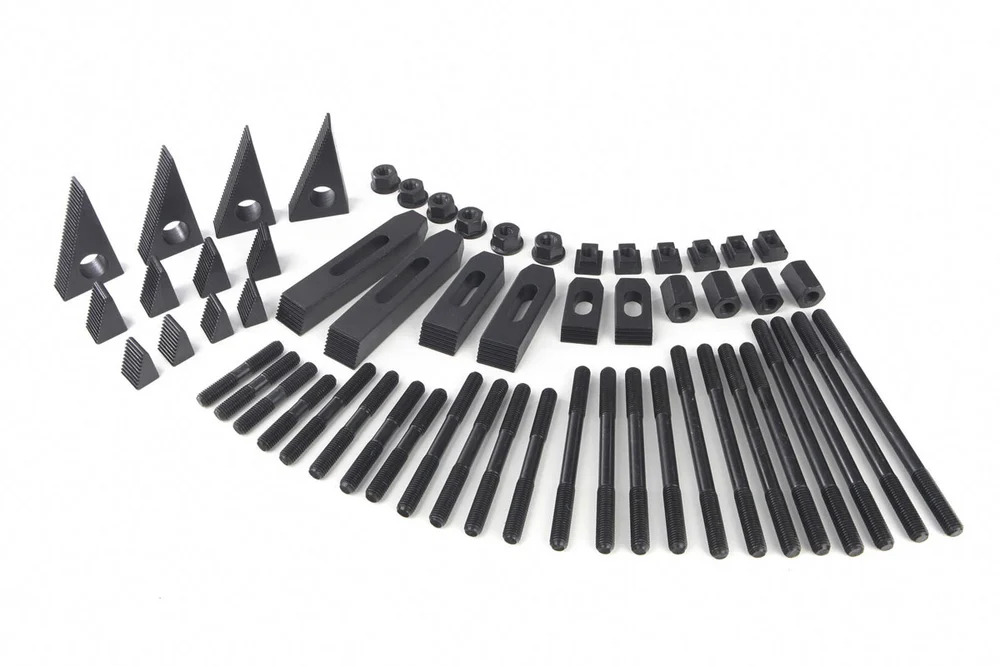 Sada upínek s kovovým držákem pro velké frézky, M16 - drážka T18 - 58 dílů