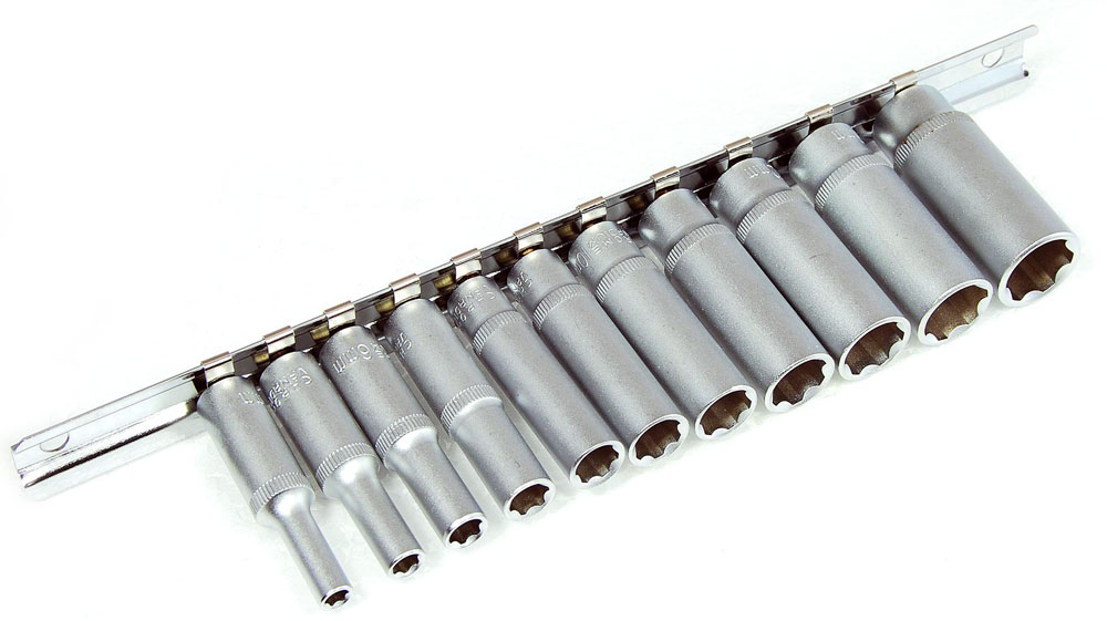 Hlavice nástrčné 1/4", Super-Lock 4 - 13 mm, prodloužené, sada 11 dílů, Triumf