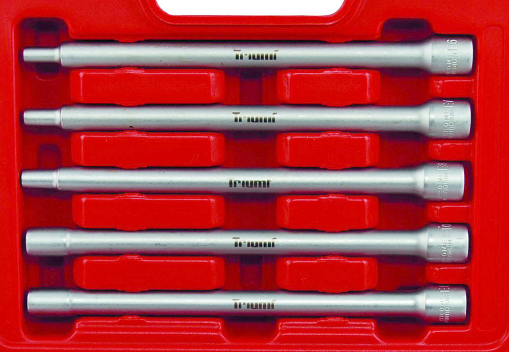 Hlavice nástrčné 3/8", E-profil E8 - E20, prodloužené, sada 10 dílů, Triumf