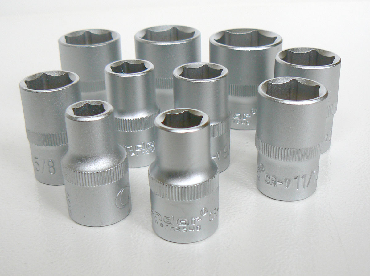 Hlavice nástrčné 1/2", 6 hran 3/8" - 15/16", sada 10 dílů, palcové, Condor Werkzeug