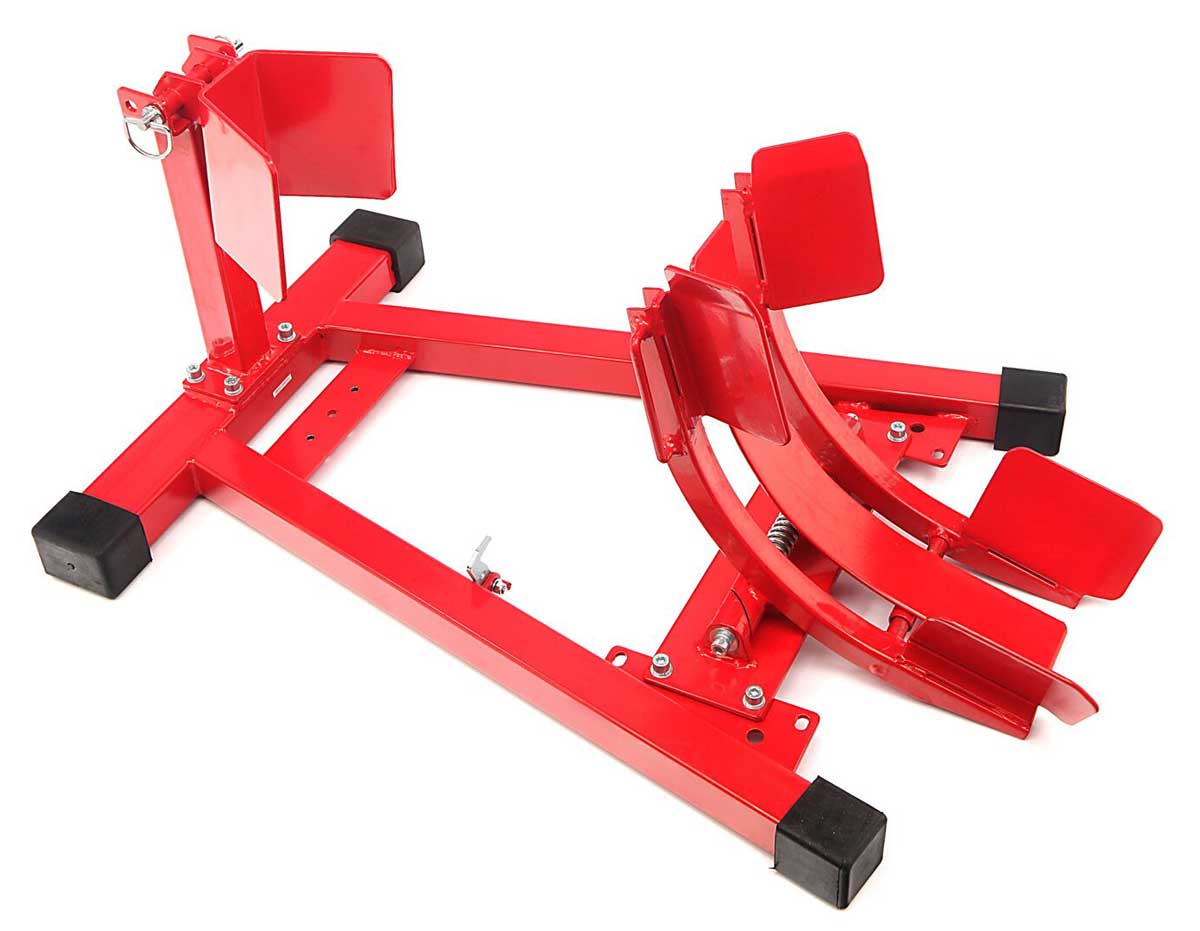 Motocyklový protipojezdový stojan pro uchycení přední pneumatiky - Model 2