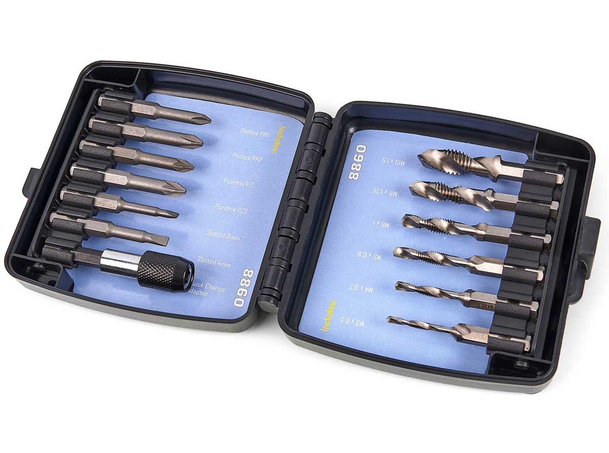 Sada vrtacích bitových závitníků M3 - M10 a bity s držákem bitů