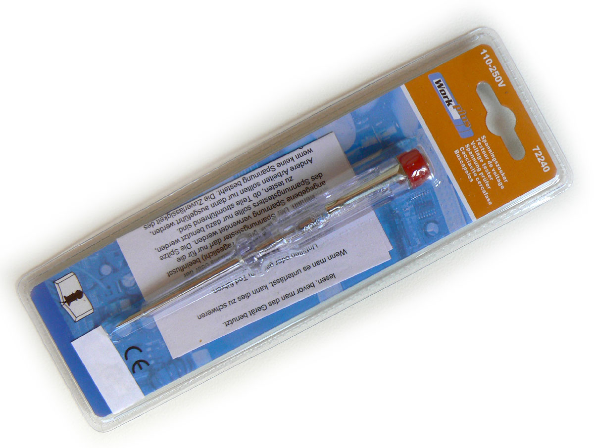 Zkoušečka napětí jednopólová "fázovka", 120 - 250 V, délka 140 mm, Work Plus