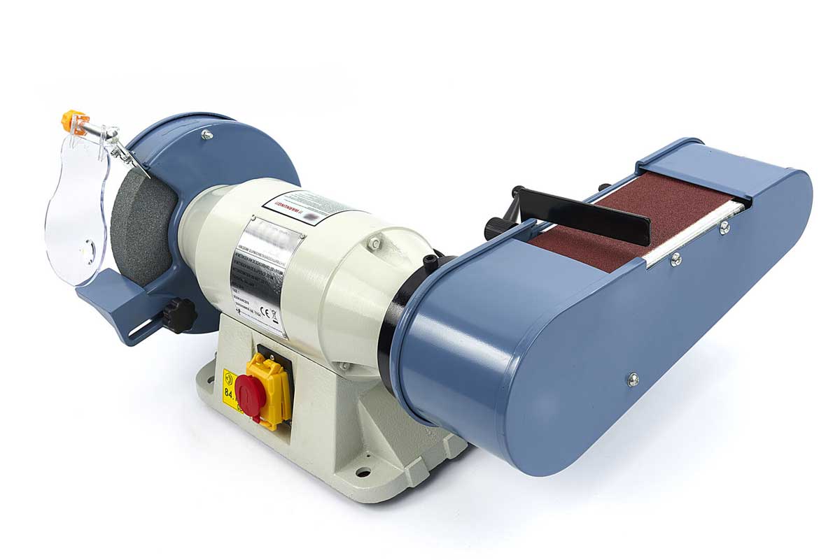 Kombinovaná bruska s 200 mm kotoučem a naklápěcím brusným pásem, 900 W, 35 kg
