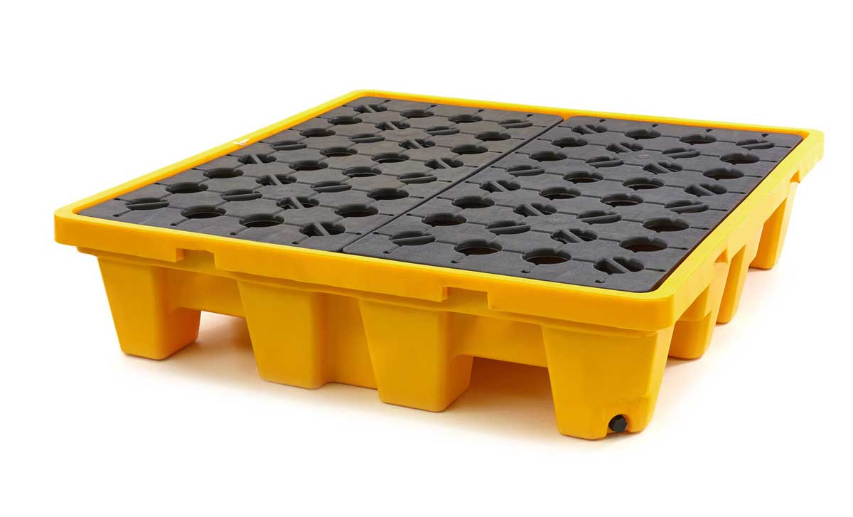 Plastový sběrný rošt / nádoba na olej a kapaliny pro 4 sudy,  230 l, nosnost až 500 kg