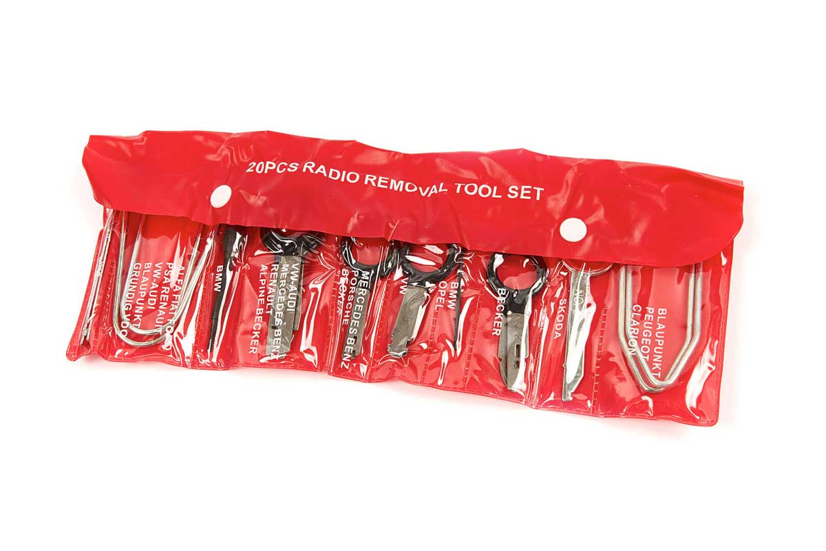 Sada přípravků na demontáž autorádií, 20 dílů