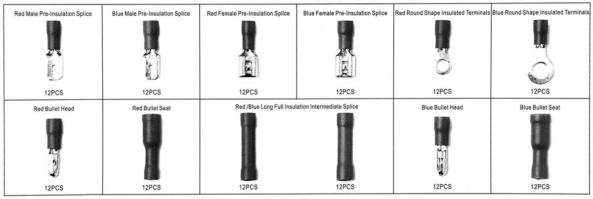 Kabelové koncovky různé 2.5 - 6 mm, 144 dílů