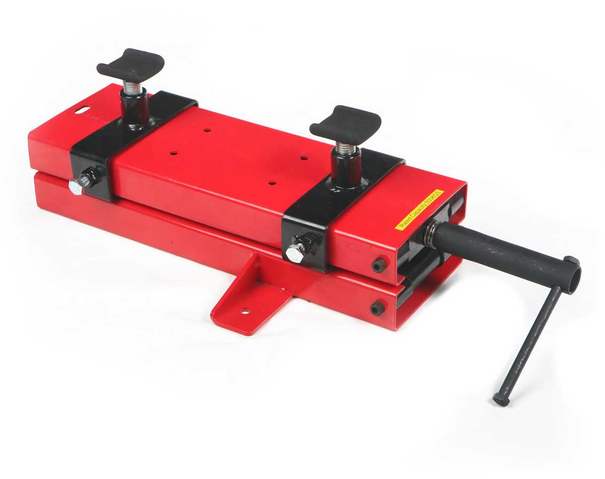 Mini motocyklový zvedák, velmi výkonný, zvednutí až 500 kg, hmotnost 15 kg, červeno-černý