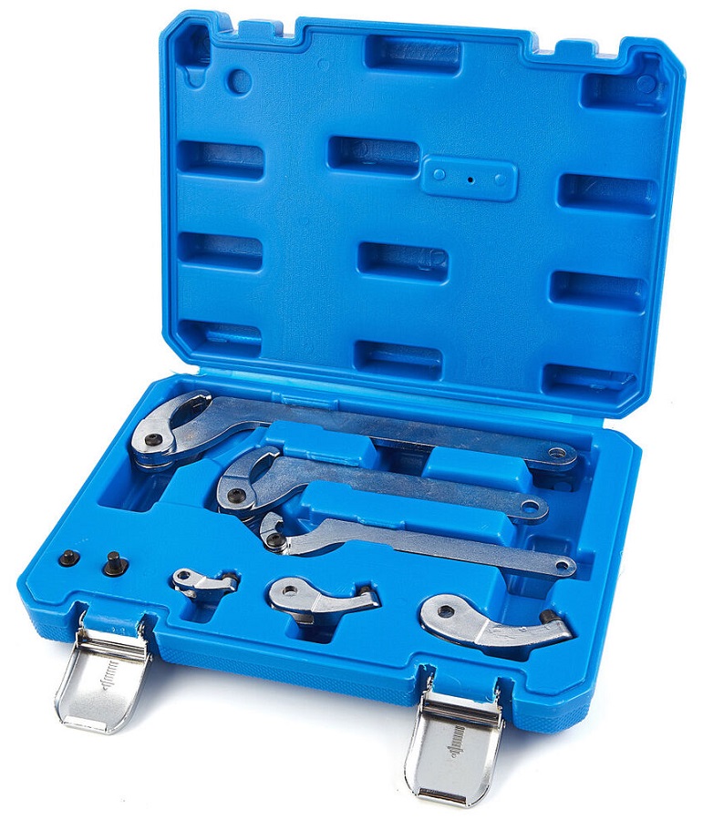 Sada hákových kloubových jednostranných stavitelných klíčů s výměnnými hlavami 35 - 120 mm