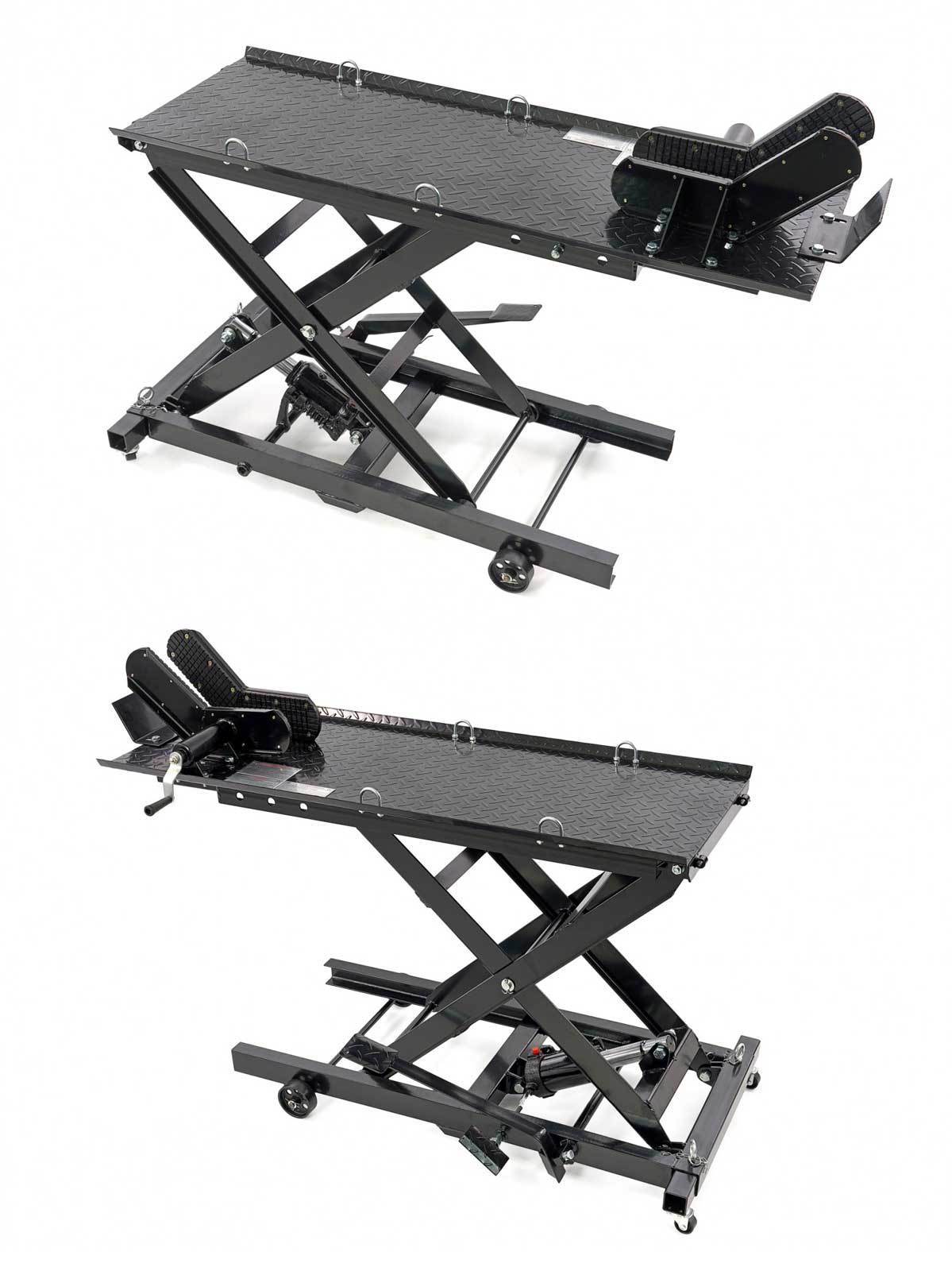 Hydraulický motocyklový zvedák 100, zvednutí až 360 kg, hmotnost 100 kg, černý