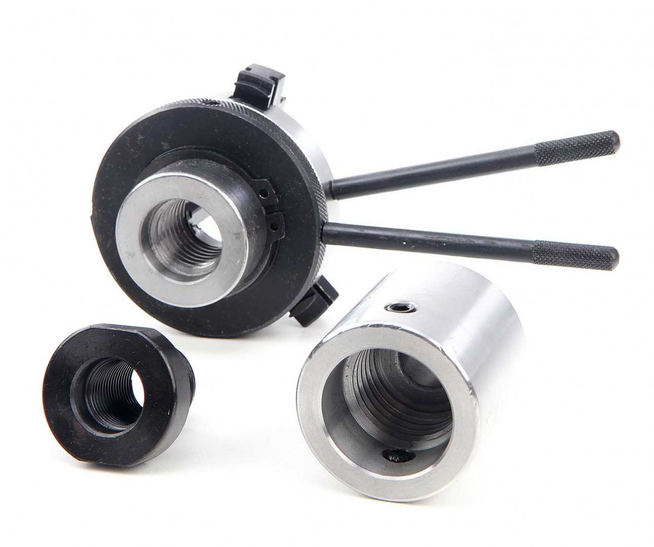 Samocentrovací sklíčidlo CK3-3A pro soustruh na dřevo, 75 mm, s adaptéry a příslušenstvím