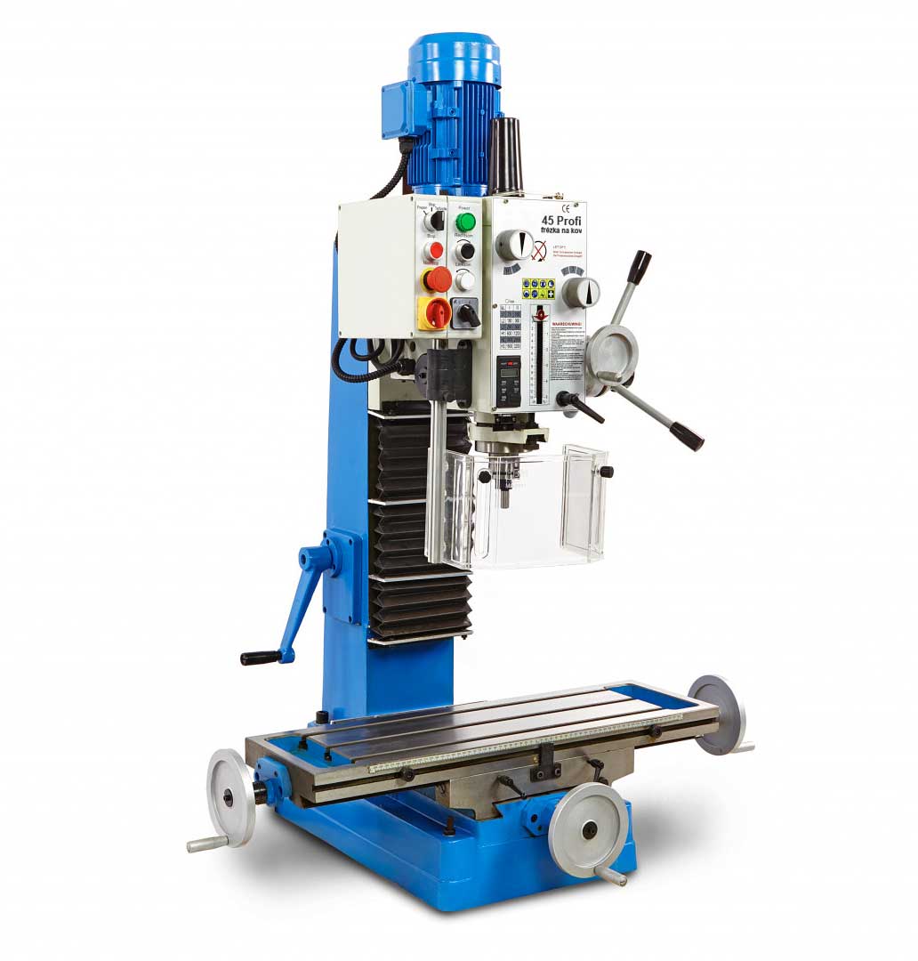 HBM 45 Profi robustní frézka na kov s převodovkou v oleji, kužel ISO 30, 400V, 330 kg