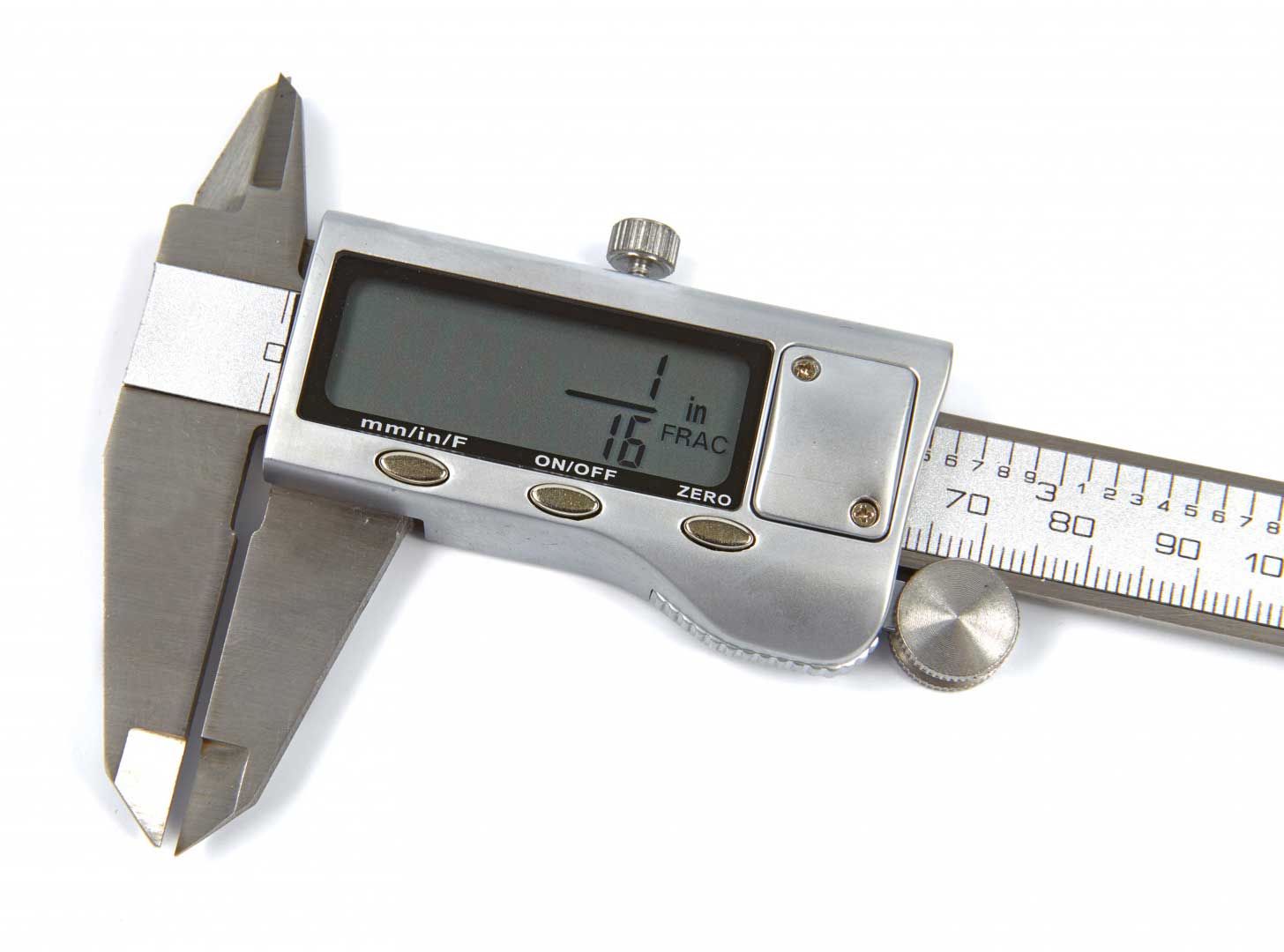 Měřítko posuvné digitální 300 mm, mm/inch, posuvné kolečko pro nastavení palcem, kovové tělo, zobrazení i pro palcové zlomky