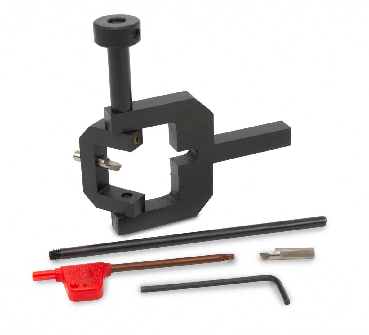 Přípravek pro soustružení kulatých / oblých konců pro soustruhy, upnutí do nožového držáku