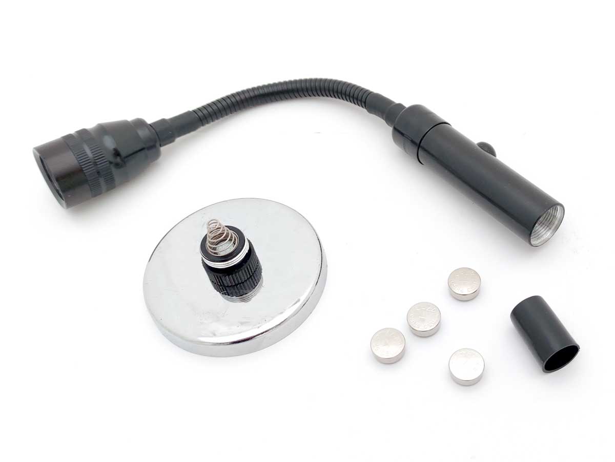 Přenosné mini LED světlo s flexibilním ramenem a magnetickou základnou