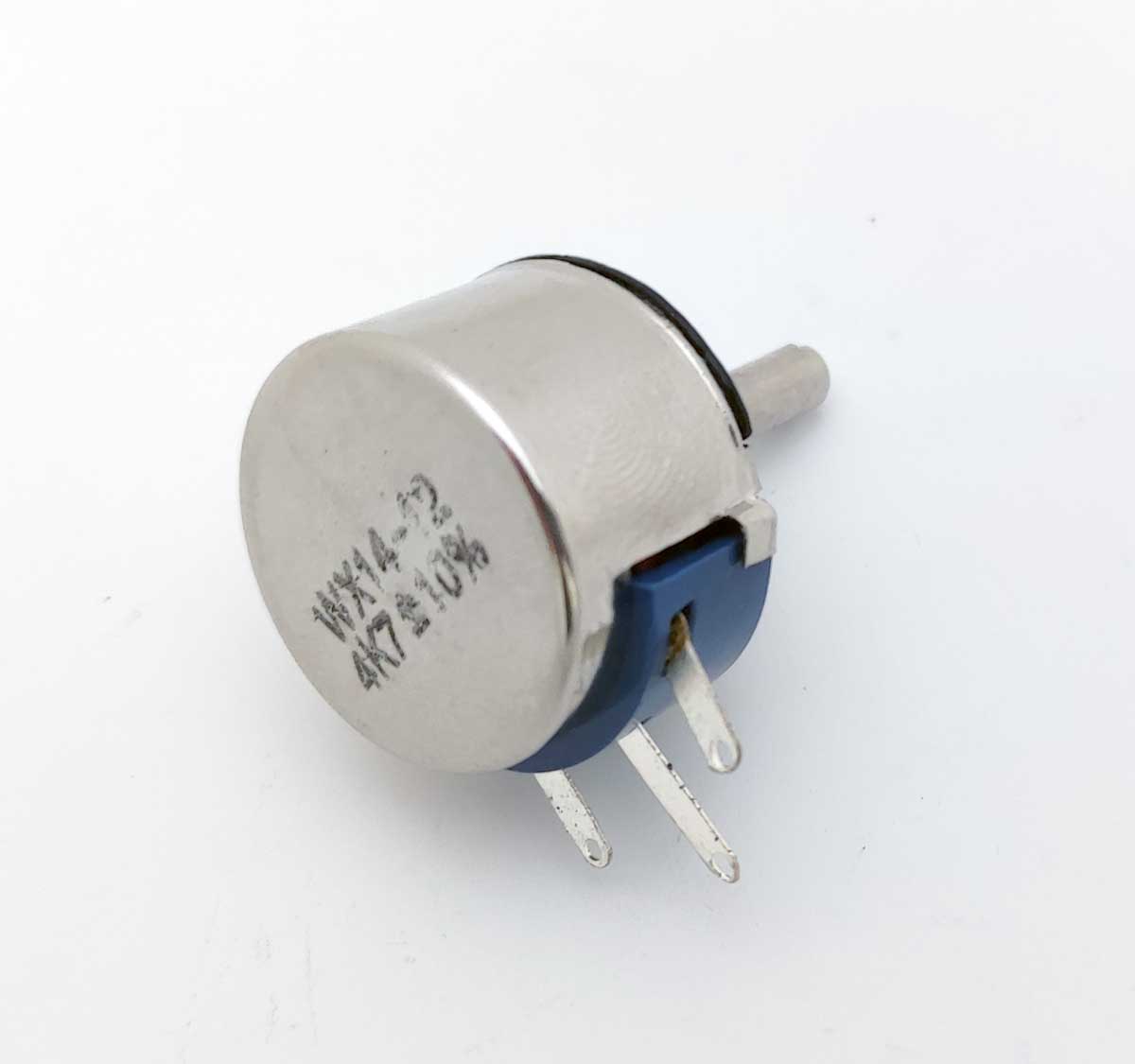 Ovládací potenciometr 4k7 WX14-12, vhodný pro regulaci otáček menších obráběcích strojů 10 x 3.5 mm