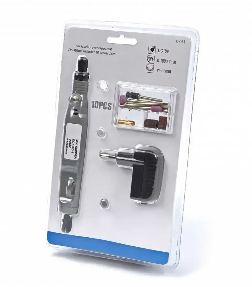 Malá ruční bruska - multinástroj pro gravírování a jemné práce, vario otáčky 0 - 18.000 ot/min, sada příslušenství