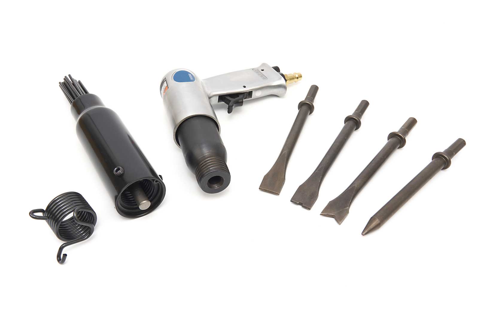 2 v 1 - pneumatické (vzduchové) kladivo, sekáč a škrabka, sada 7 dílů