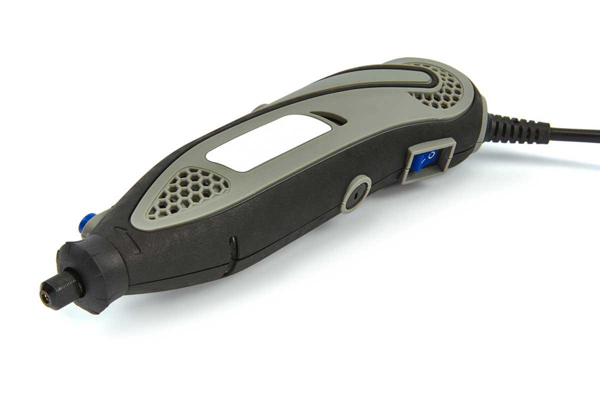 Malá ruční bruska - multinástroj pro gravírování a jemné práce, vario otáčky 10 - 32 tis ot/min, sada příslušenství, flexibilní hadice, 190 dílů