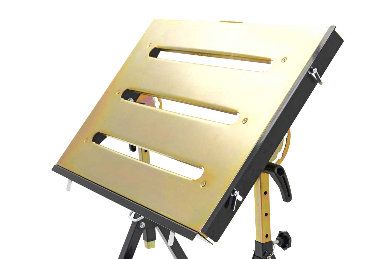 Přenosný pracovní a svařovací stůl 760 x 510 mm, naklápěcí a výškově nastavitelný, nosnost až 160 kg