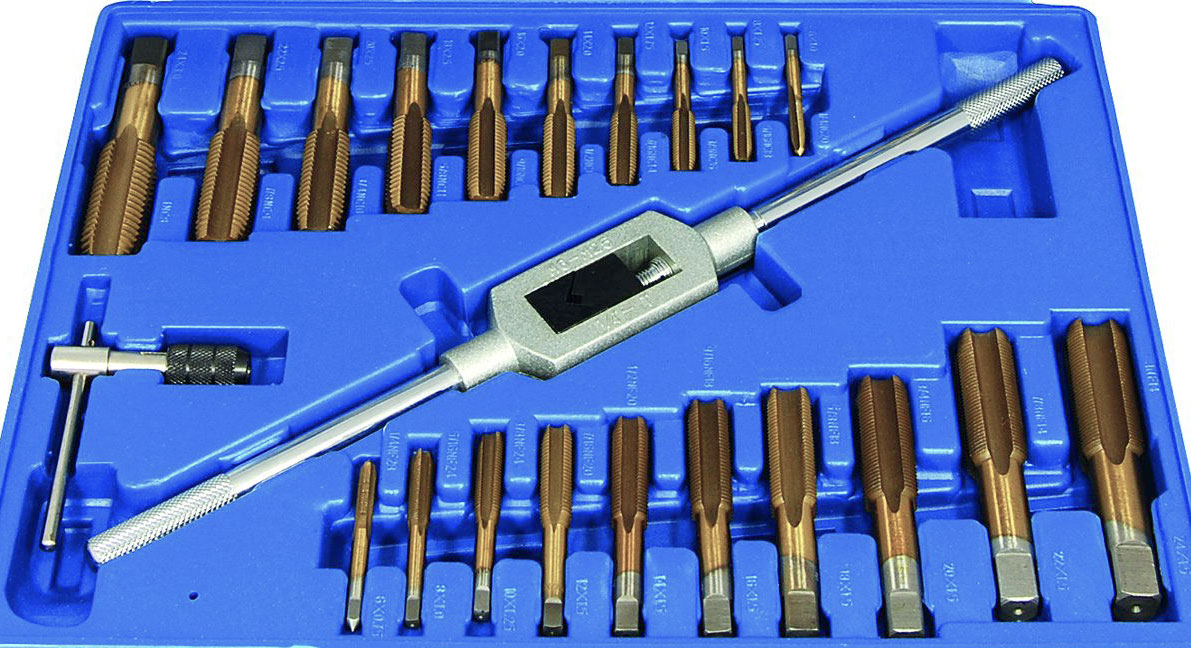 Závitová sada 45 dílů, Wolfram-Titan M6-M24 standardní a jemné stoupání, Triumf