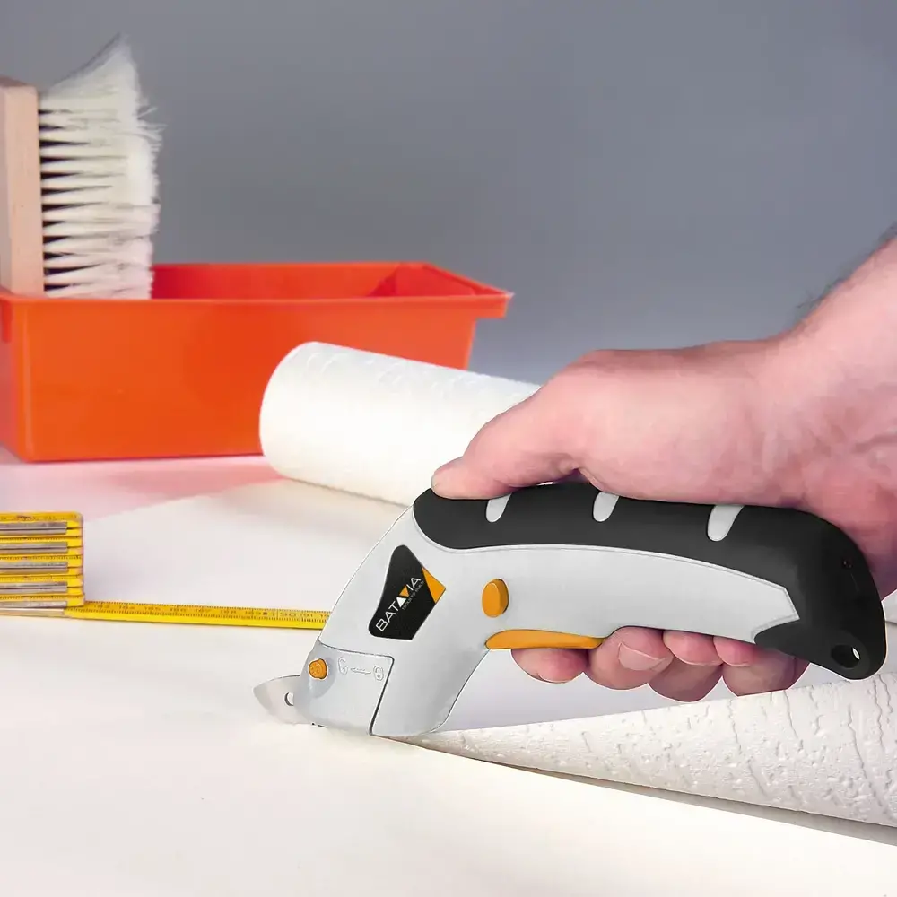 Aku elektrické univerzální nůžky, akumulátorový řezák na látku, kůži, koberce, lino, karton, 3.6V Li-Ion 1500mAh, MAXXCUT BATAVIA