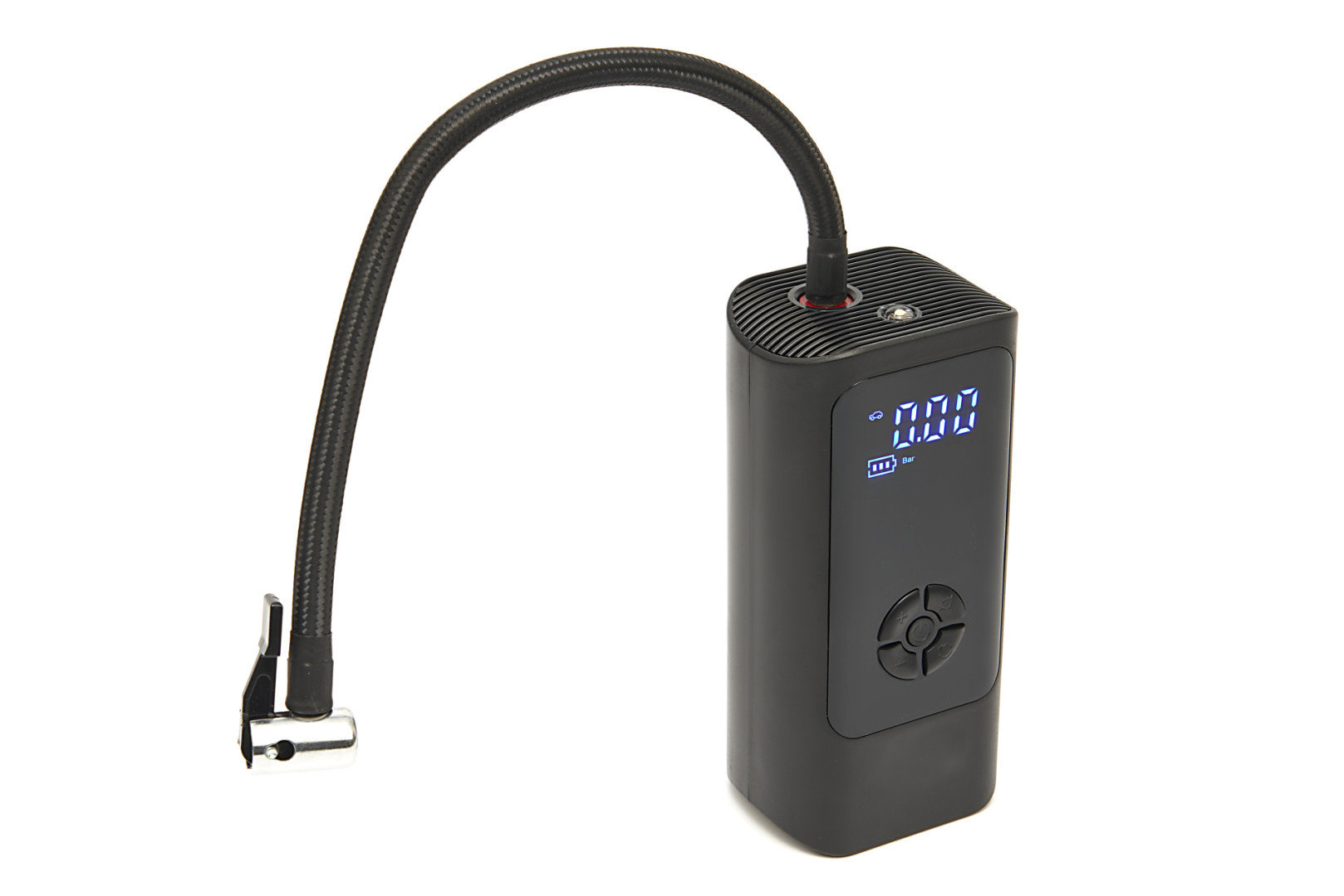 Digitální akumulátorový minikompresor, bezdrátový - AKU, pro dofukování pneumatik, 12 V, 10 bar