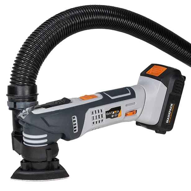 Aku bezdrátové oscilační, multifunkční zařízení Multitool, univerzální nástroj do dílny, 18V Li-Ion, bez baterie a nabíječky, bateriová platforma BATAVIA MAXXPACK