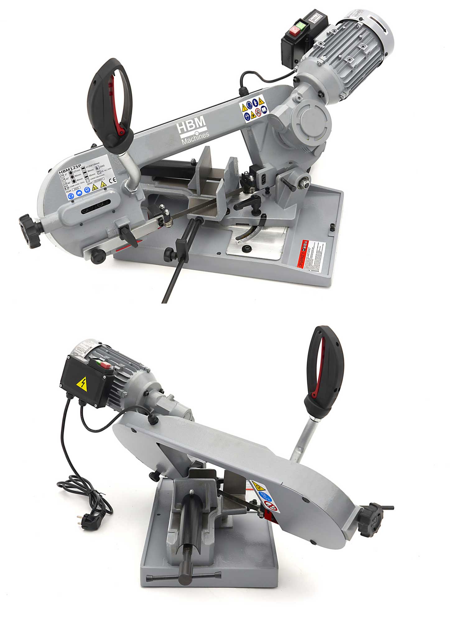 HBM 125P, přenosná pásová pila na kov, litinová základna, 550 W, 25 kg