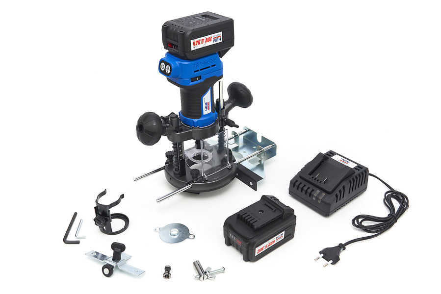 Aku frézka, 20V, 5Ah,  bateriová platforma Power20.5, včetně 2 baterií, nabíječky